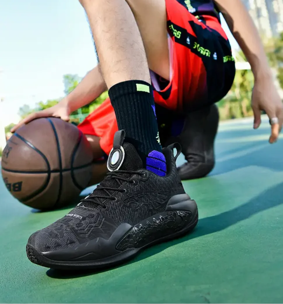 Tênis de basquete para homens que brilha no escuro, sola de borracha exterior, tênis de basquete para os amantes, adolescentes, alta qualidade