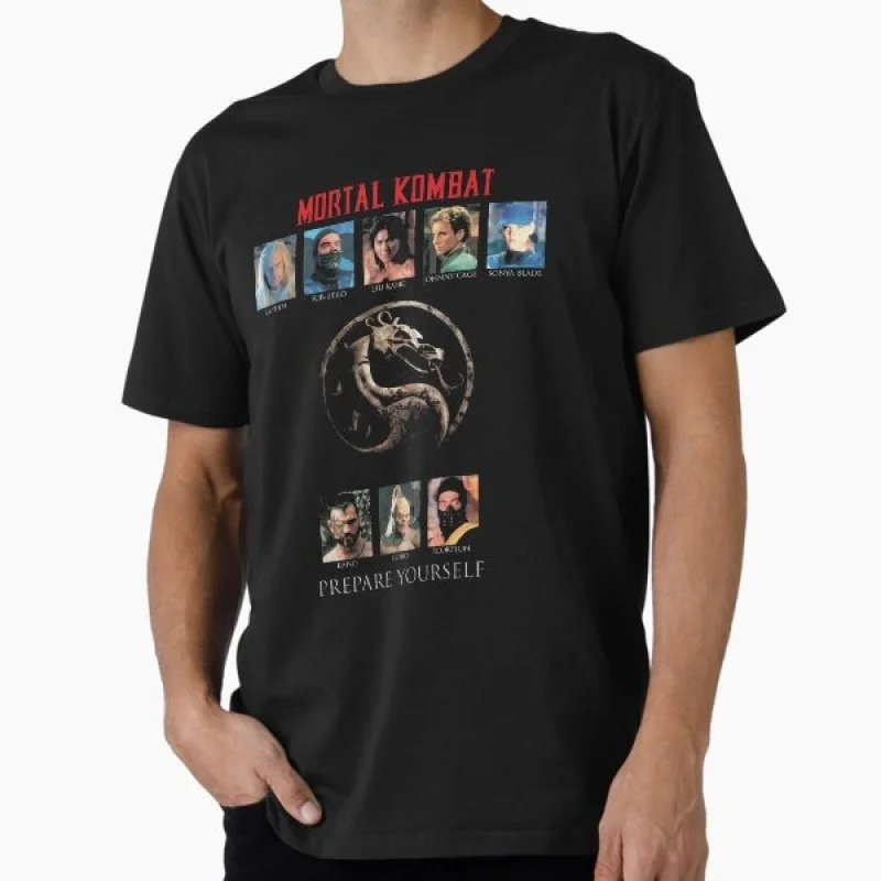 

0405 Vintage 90's Mortal Kombat Gift tee for gamer 100% cotton printed Men's Short Sleeve Graphic T-Shirt All size tops S-6XL