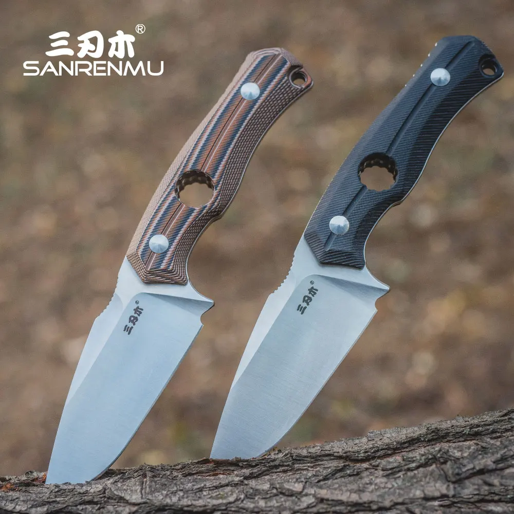 Sanrenmu S725P Fixed Blade Knife 14C28N With Sheath Outdoor Camping Survival Hunting Edc Cutter Tool Knife