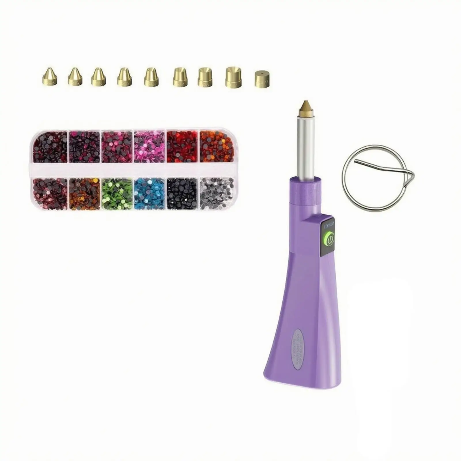 Hot-Drilling Pen with Interchangeable Tips Fast Heating Rhinestone Setting Pen with Accessory Kit Handheld Hot-Fix Applicator