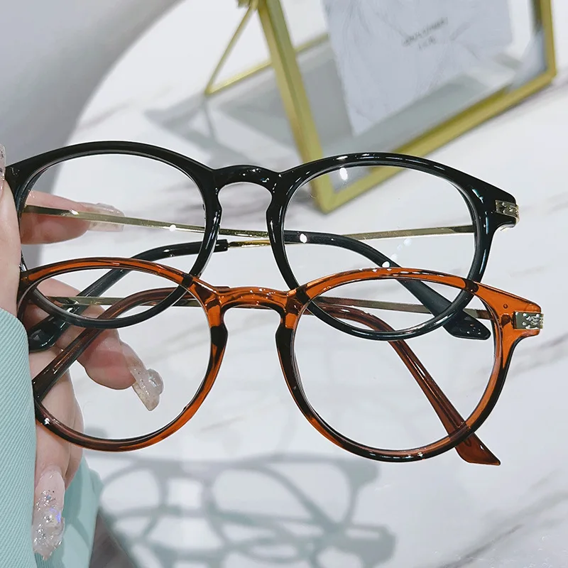 Minimalist Round-frame Myopia Glasses Anti-Blue Light Men's and Women's Shortsighted Glasses Diopter0~-4.0 Fashion Daily Eyewear
