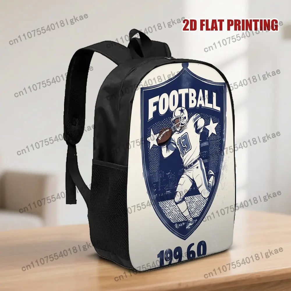 [Stylish Football Backpack] 1pc Stylish Dallas Football Player Backpack – Large 2D Flat Print, Washable Fabric, Adjustable Strap