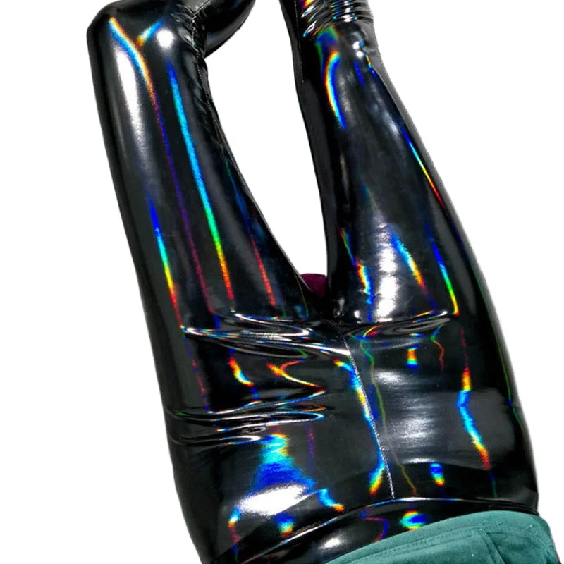 New Women's High-Waist Red Mirror Leather Leggings S-XXXL Reflective Shiny Stretch PVC Tighten Slim Sexy Leather Pants