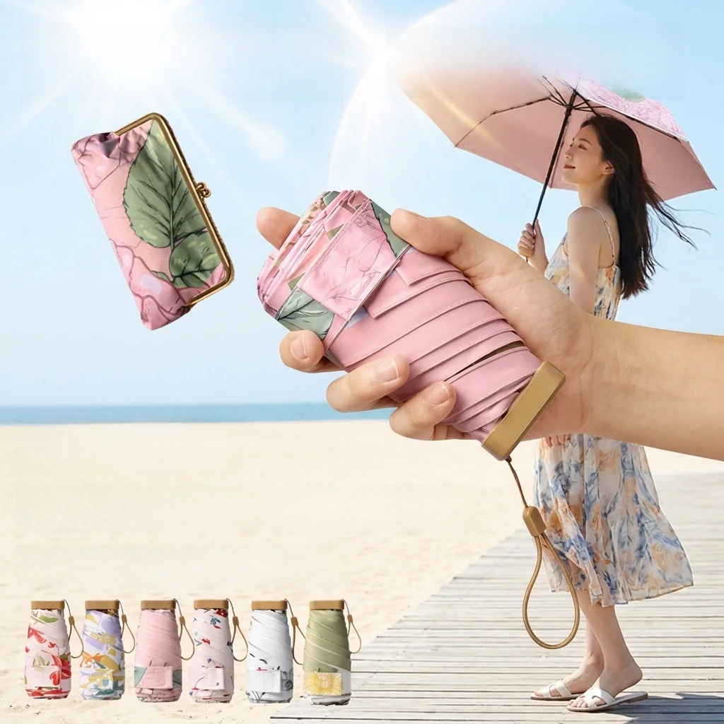 

Ultra-Portable Women's UV Resistant Folding Sunshade Umbrella Outdoor Super Sun Protection Compact Capsule Design