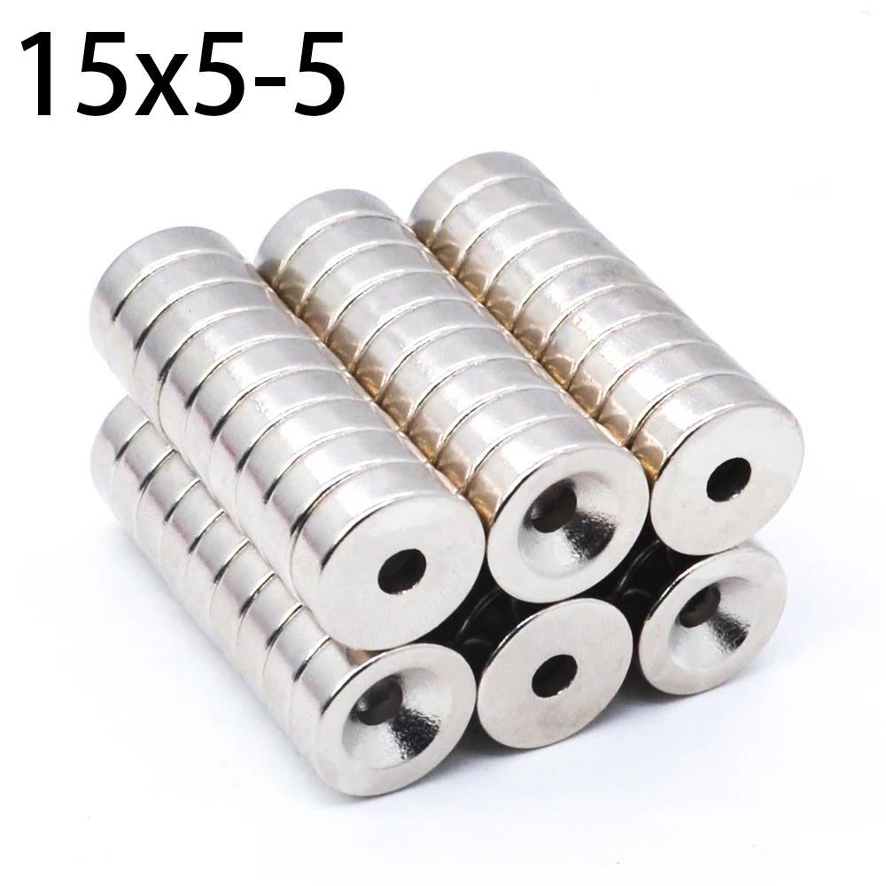 1/20/50/5000Pcs Neodymium Magnet 15x5 Hole 5 N35 NdFeB Round Super Powerful Strong Permanent Magnetic imanes Disc 15*5 Hole 5 mm