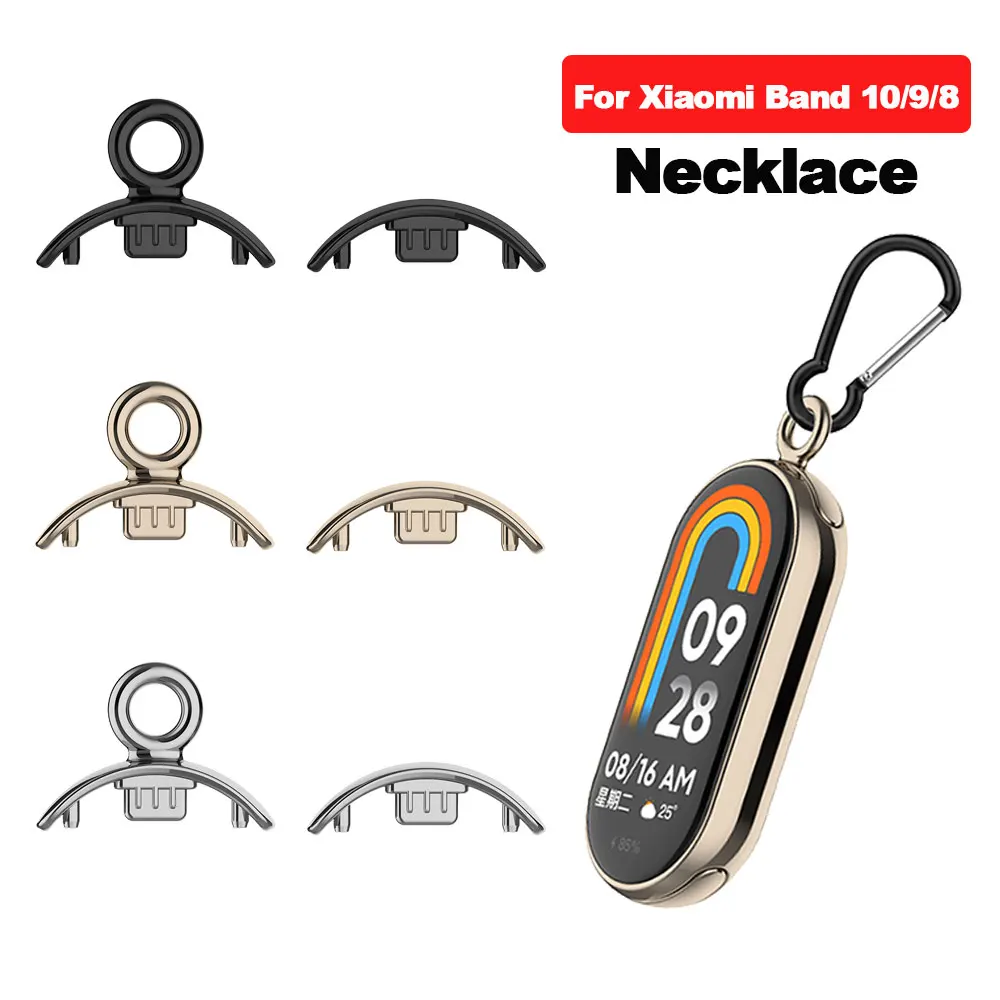Pendant Necklace For Xiaomi Mi Band 10 9 8 Watch Hanging Neck Bracelet Strap For Mi band 9 Stainless Steel Metal Buckle