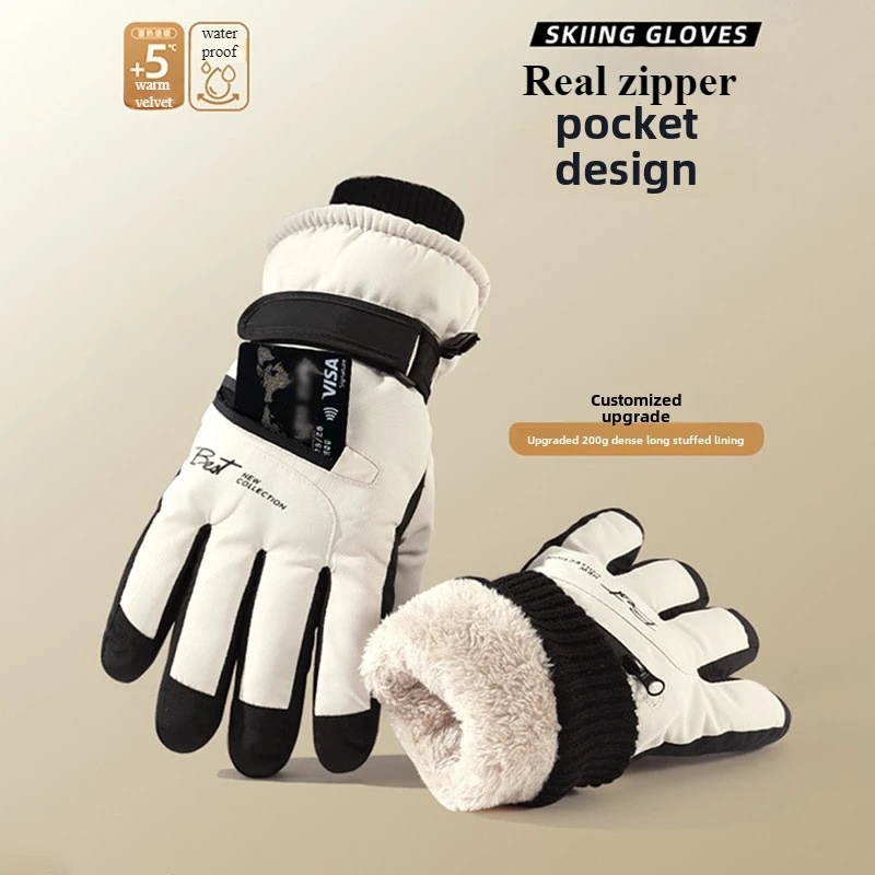 Winter Cycling Gloves Non Slip Touch Ski Gloves Snowboard Accessories Waterproof Pocket Warm Men's and Women's Gloves