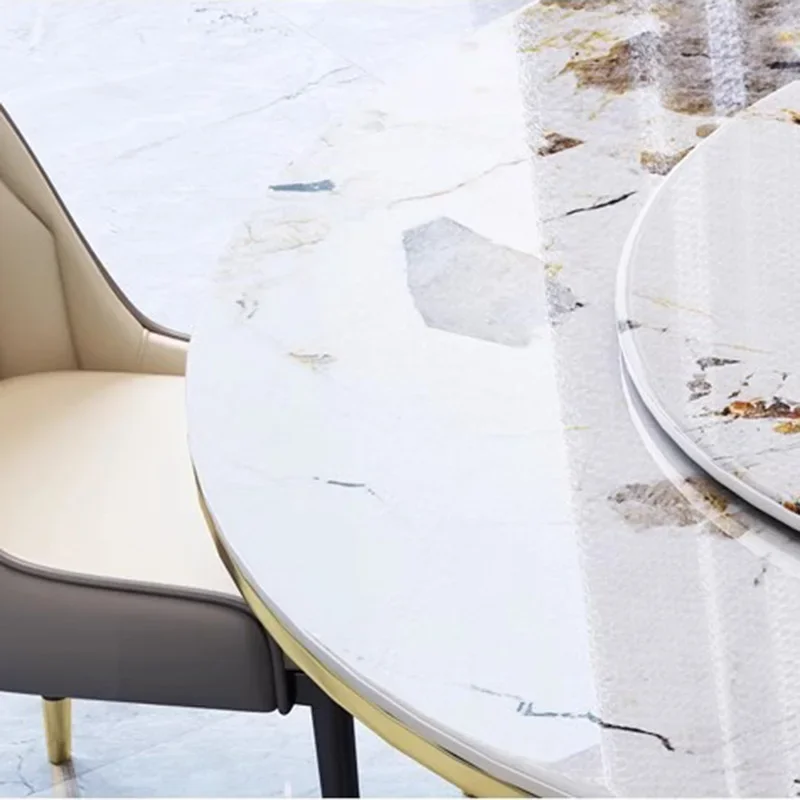 Round Luxury Dining Table Nordic Marble Style Modern Turntable Dining Table Home Minimalist Mesas De Comedor Kitchen Furniture