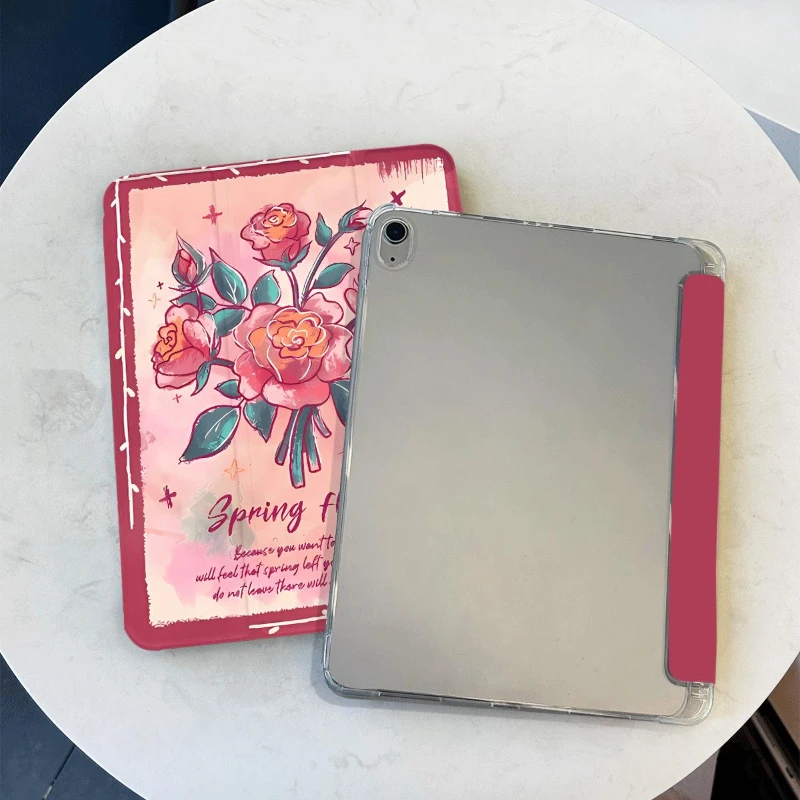 Detachable Cover Red Roses for Ipad Air 3 Generation 2019 Pro 11 2nd 3rd 4th 10.9 10th Gen Ipad 5th 6th 9.7 Protective Cover