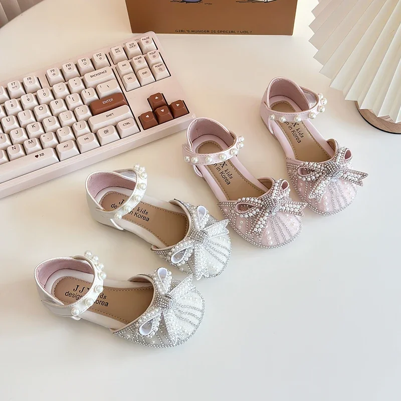 

Children's Summer Sandals 2025 New Girl Princess Shoes for Wedding Party Elegant Chic Bowknot Kids Causal Flat Sandals Hook Loop