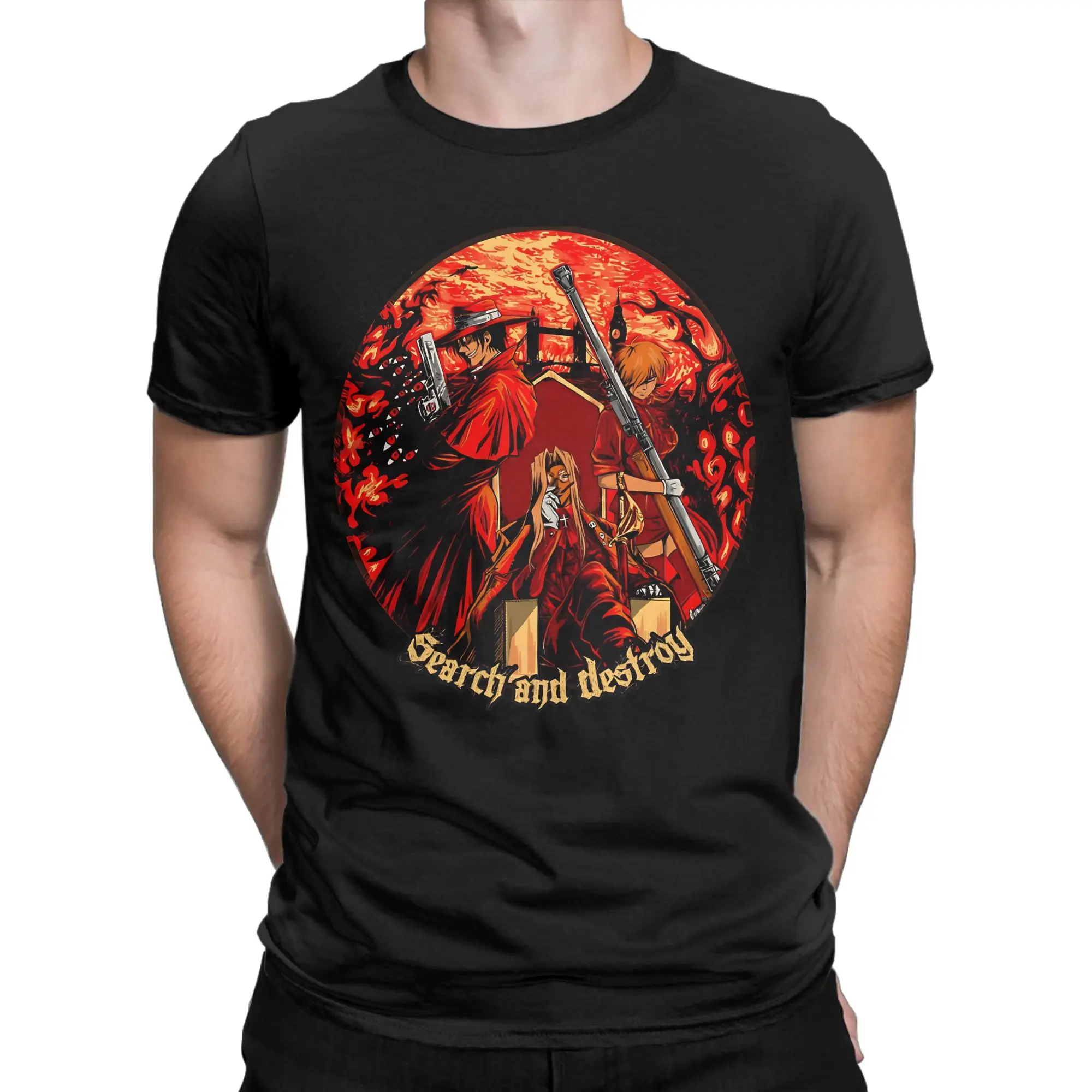 Vampire Hunt Blood  Funny 100% Cotton T-Shirt Hellsing Tees Tops For Men
