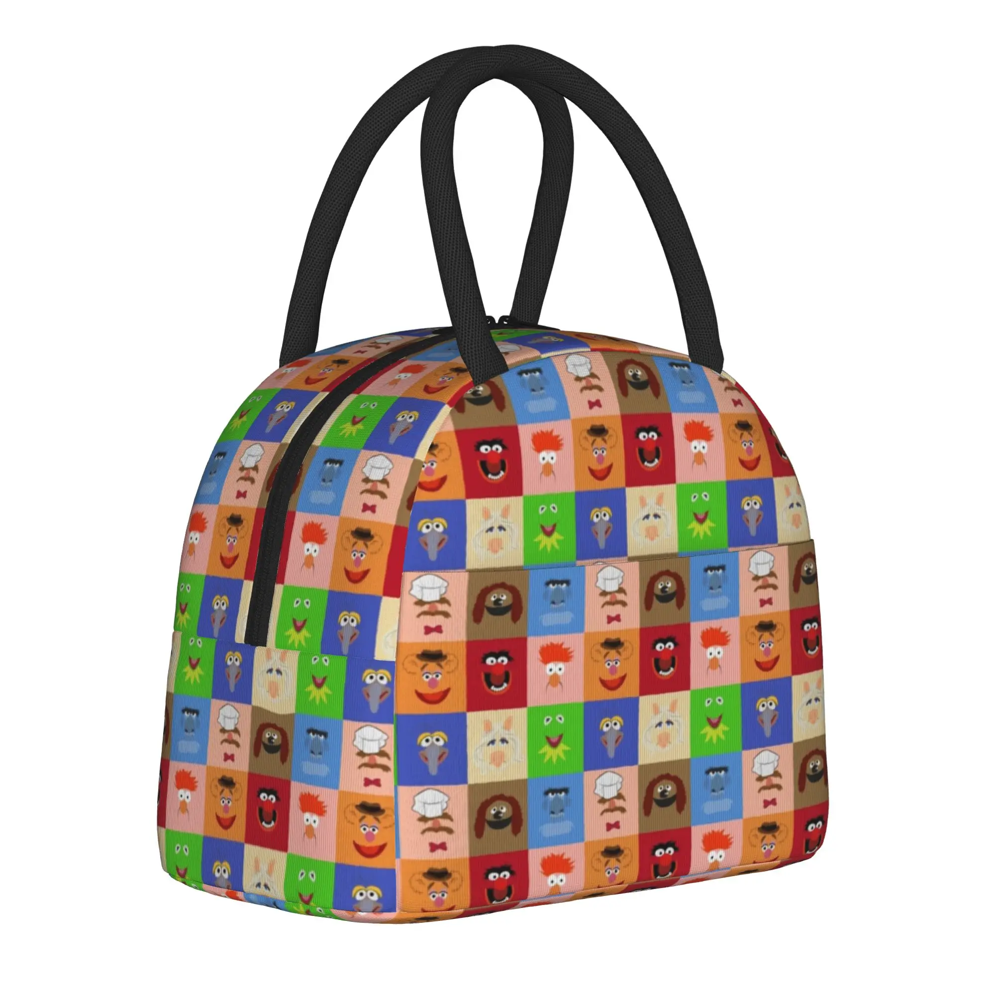 Sesames Streets Insulated Lunch Bag Cooler Bag Reusable,Lunch Container Funny Face High Capacity Tote Lunch Box Work Picnic