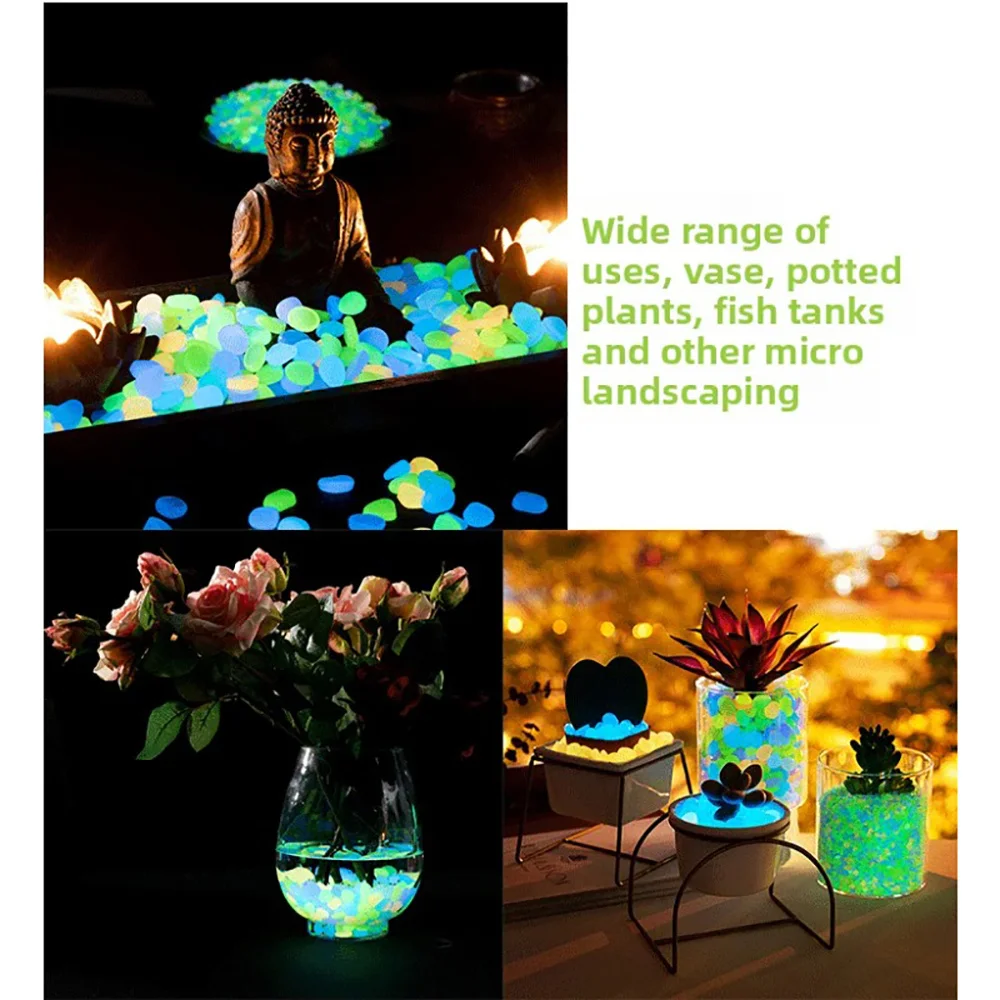 Outdoor Luminous Stones Glow In The Dark Pebbles Glowing Stones Walkways Home Garden Yard Decor Fish Tank Pebble Rocks