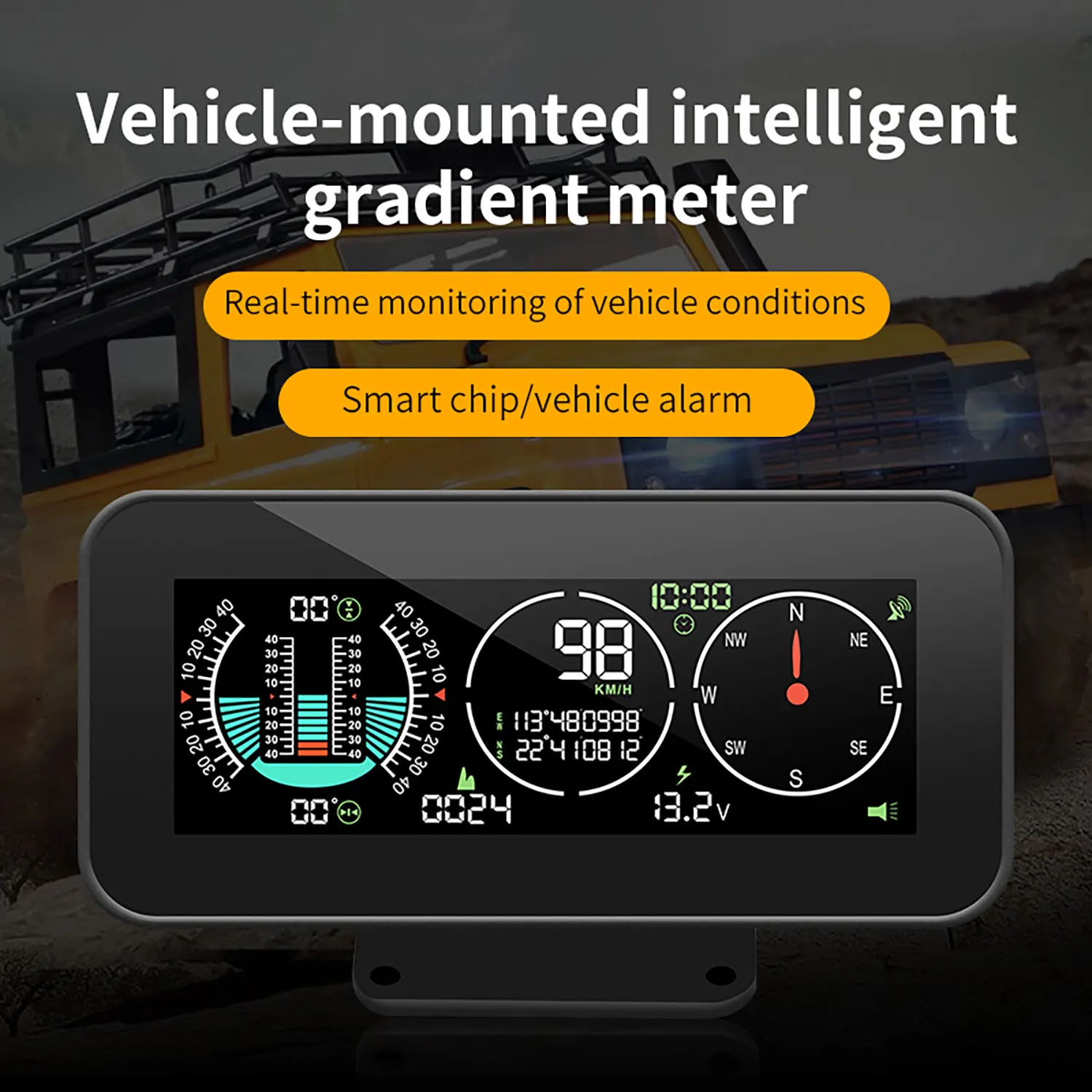 

M60 GPS Car Digital Display Smart Inclinometer Tilt Pitch Angle inclinometro Auto HUD Intelligent Slope Meter Car Accessories