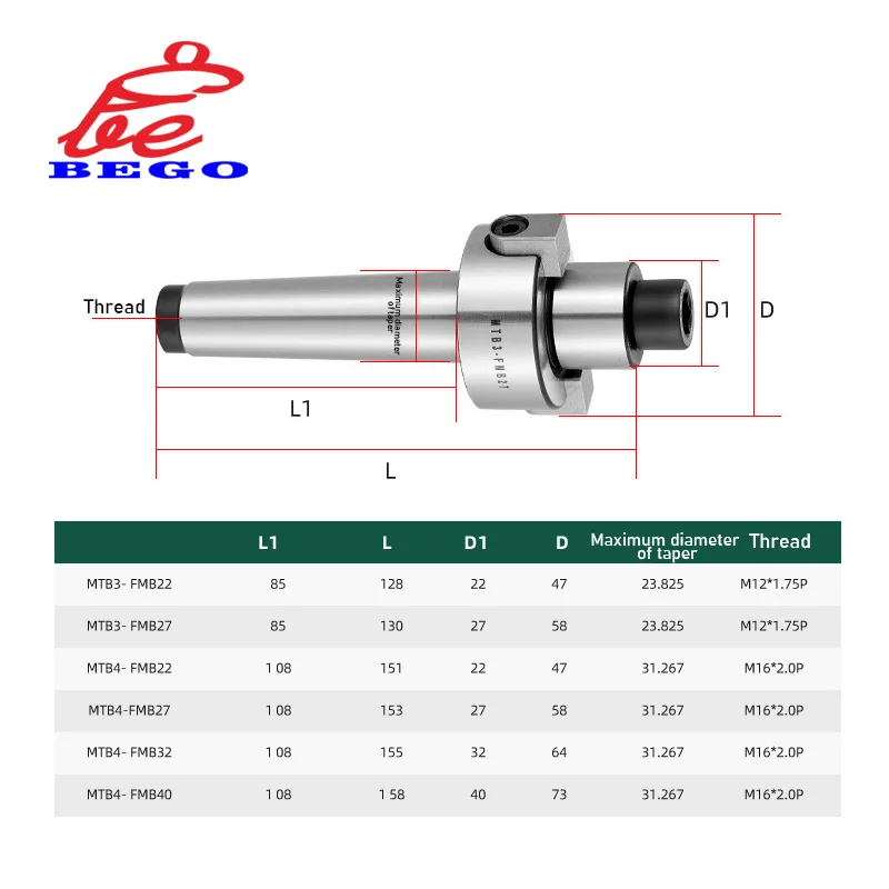 MT2 MT3 MT4 FMB22 FMB27 FMB32 FMB40 Morse FMB tool holder Face Milling Machine Tool Holder Cnc Hanger BAP 300R 400R 50mm 63mm