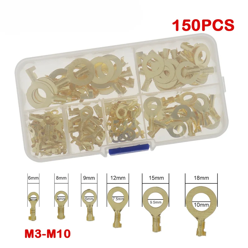 150 pcs M3/M4/M5/M6/M6/M8/M10 Copper crimson assortment kit