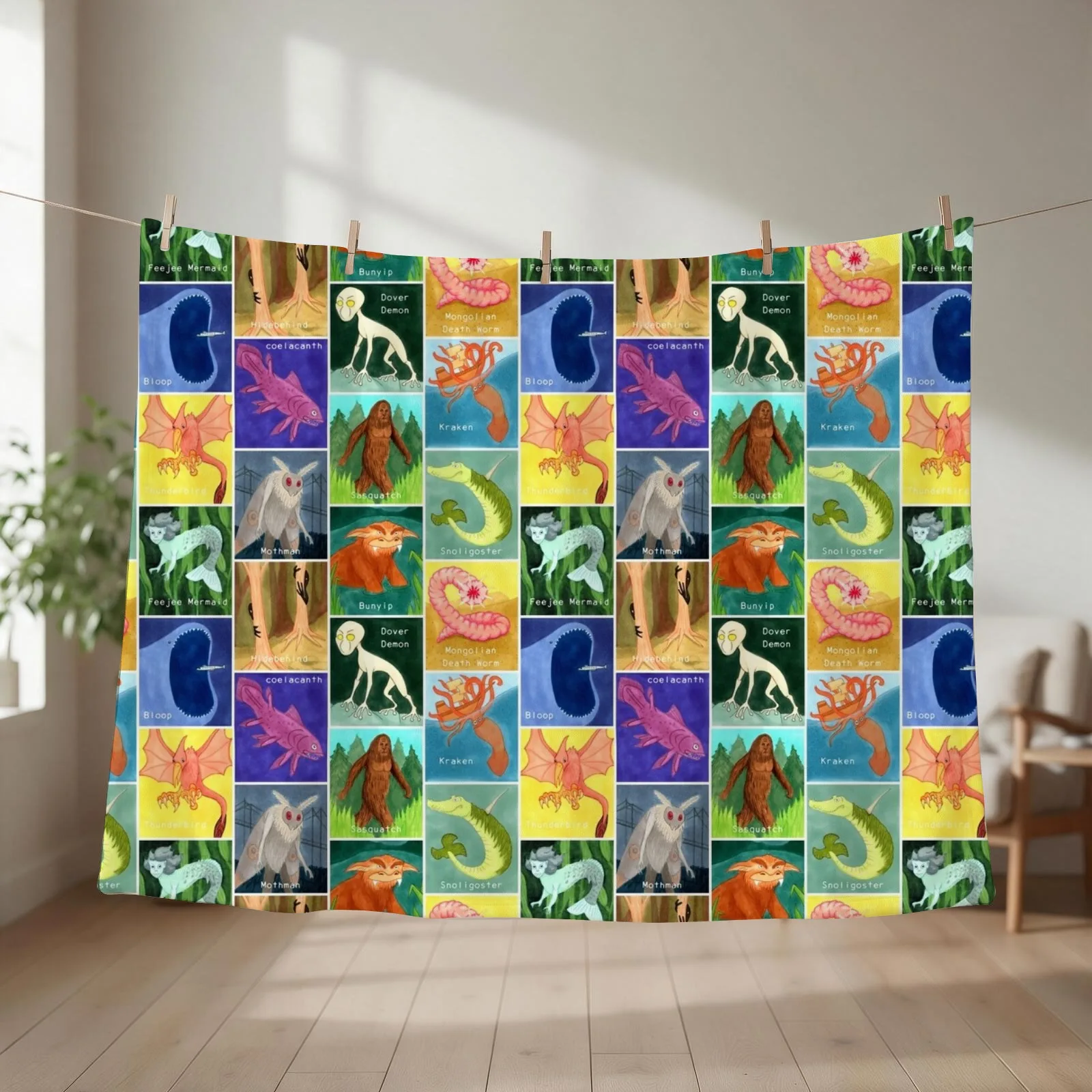 Creepy Cute Cryptids Throw Blanket Warm Luxury Throw cosplay anime blankets and throws Blankets