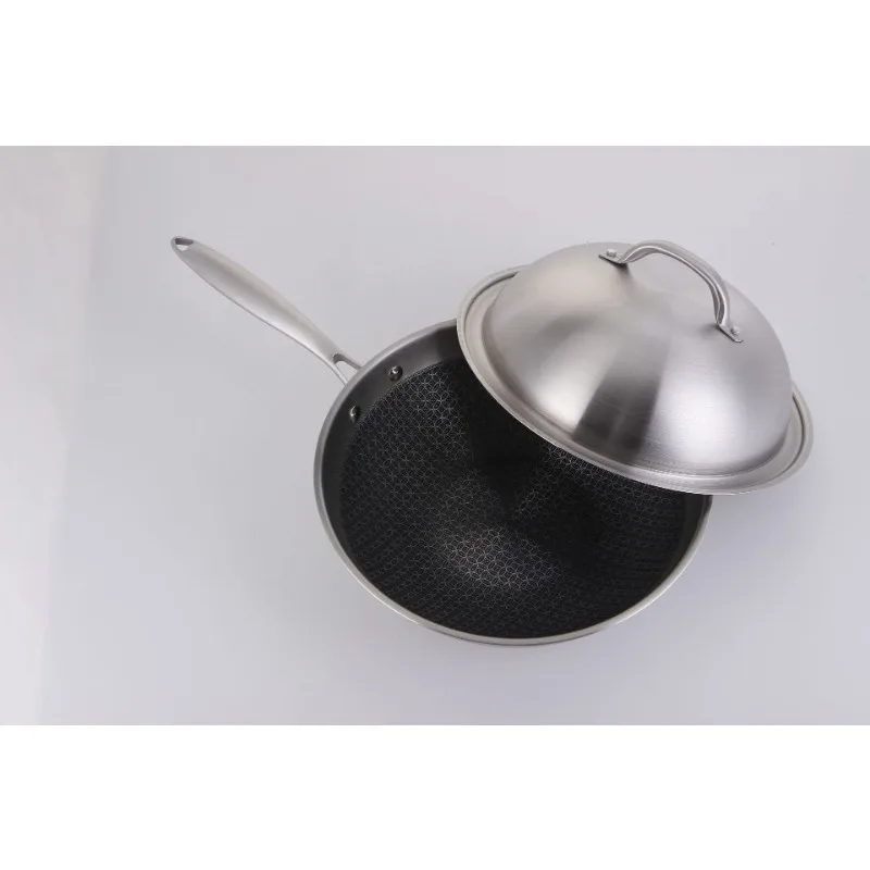 New Stainless Steel Stir Fry Pan with No Oil Fumes and Non Stick Properties for Household Kitchen Utensils