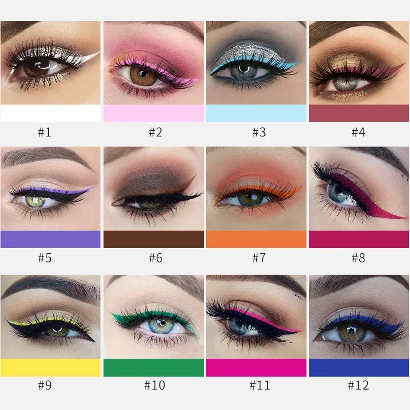 Heallor-Caneta delineadora colorida para maquiagem dos olhos, delineador líquido impermeável, cosméticos roxos fosco, branco e rosa