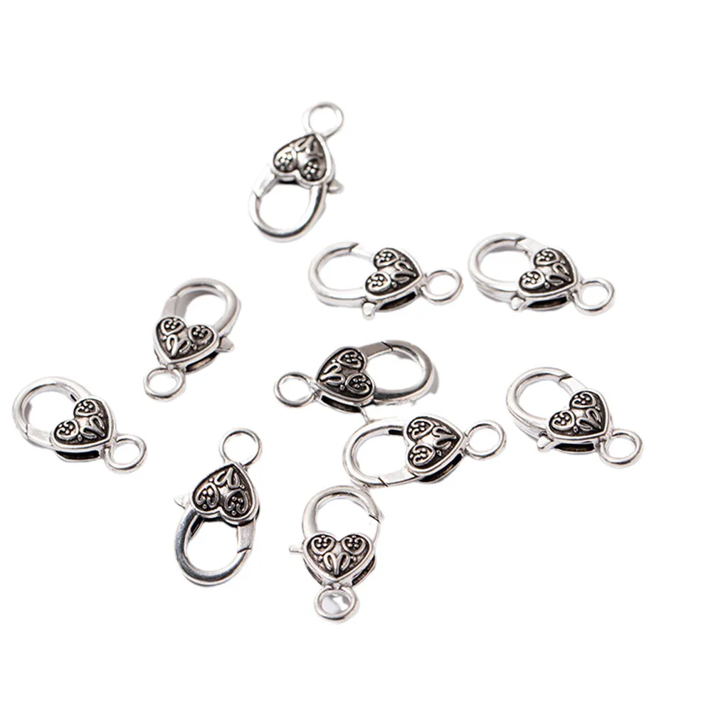 40Pcs Silver Alloy Love Shaped Clasps DIY Necklace Bracelet Jewelry Findings Repair Craft Accessories Clasp