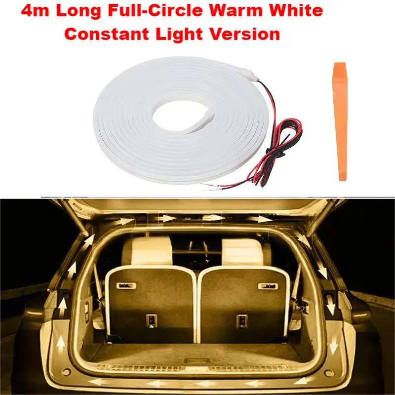 Water Flow Mode Car Trunk LED Strip Light Flexible Silicone Waterproof Auto On Off Bright Lighting 12V for Vehicle Trunk