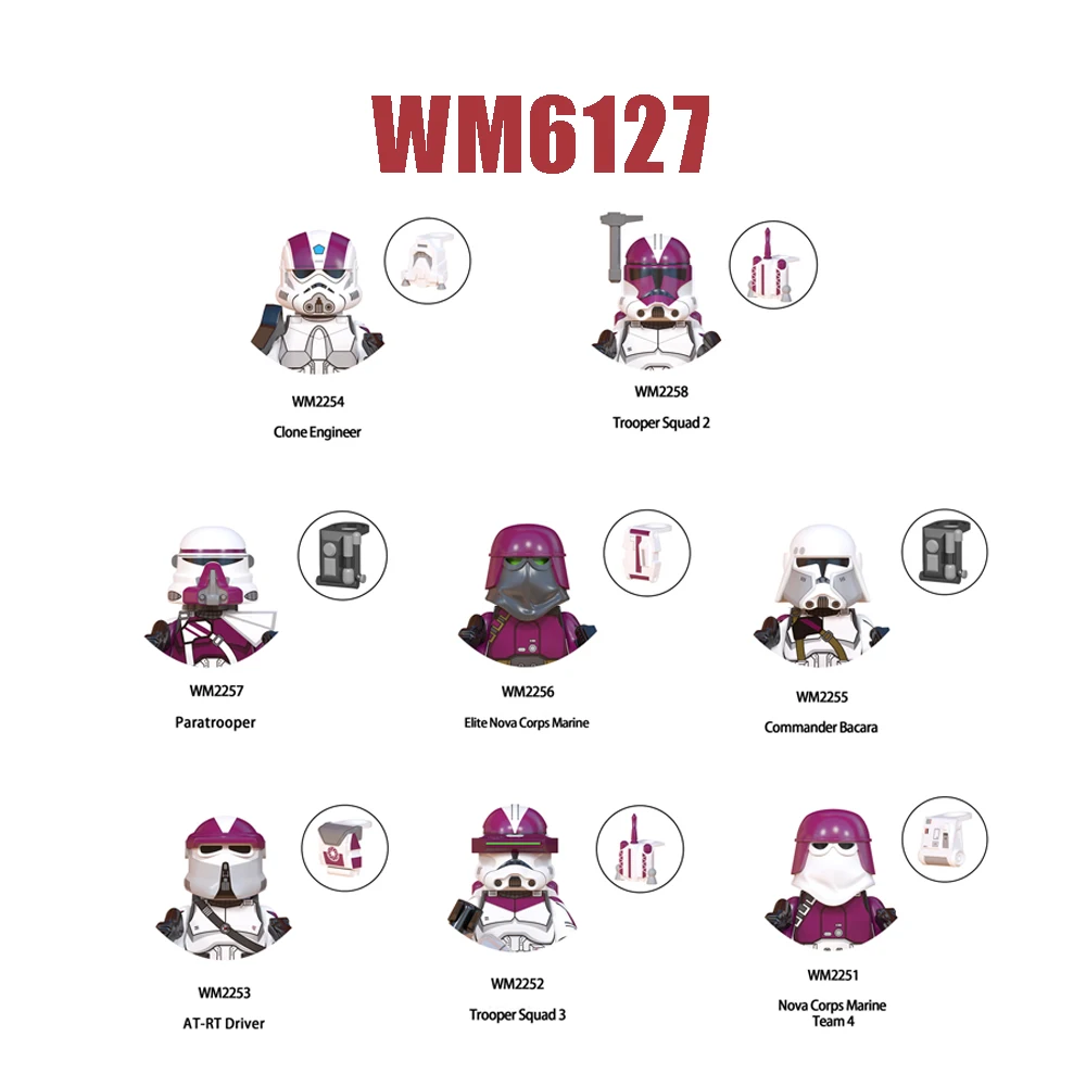 

WM6127 Trooper Squad 2 Building Blocks Paratrooper Mini Figurine Elite Nova Corps Marine Bricks Commander Bacara Figure Kids Toy