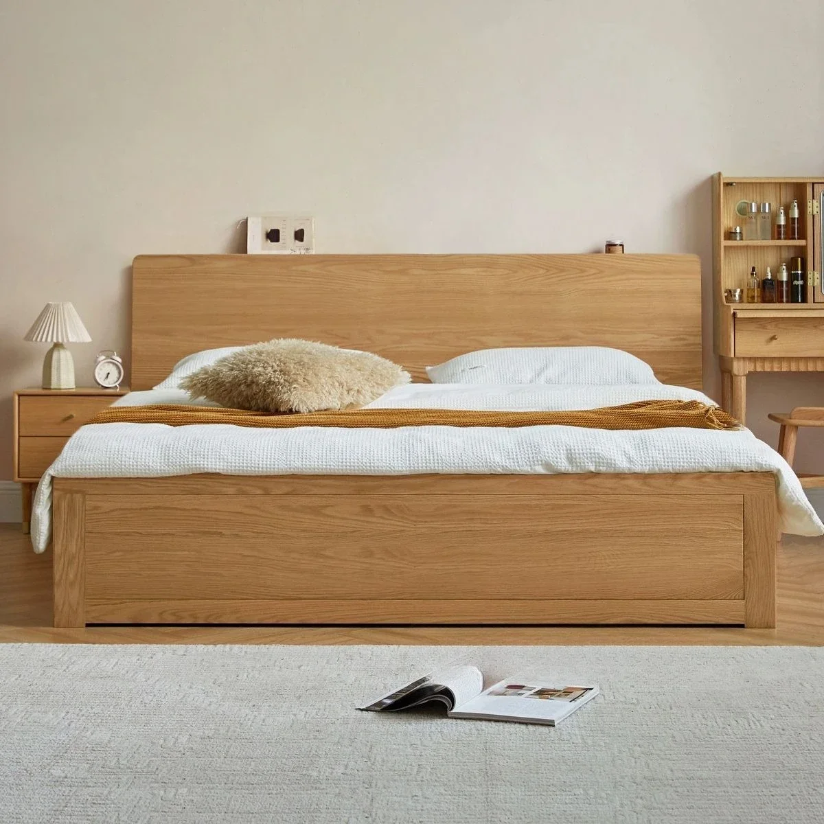 

Solid wood, box bed, modern, minimalist, oak, double, log style