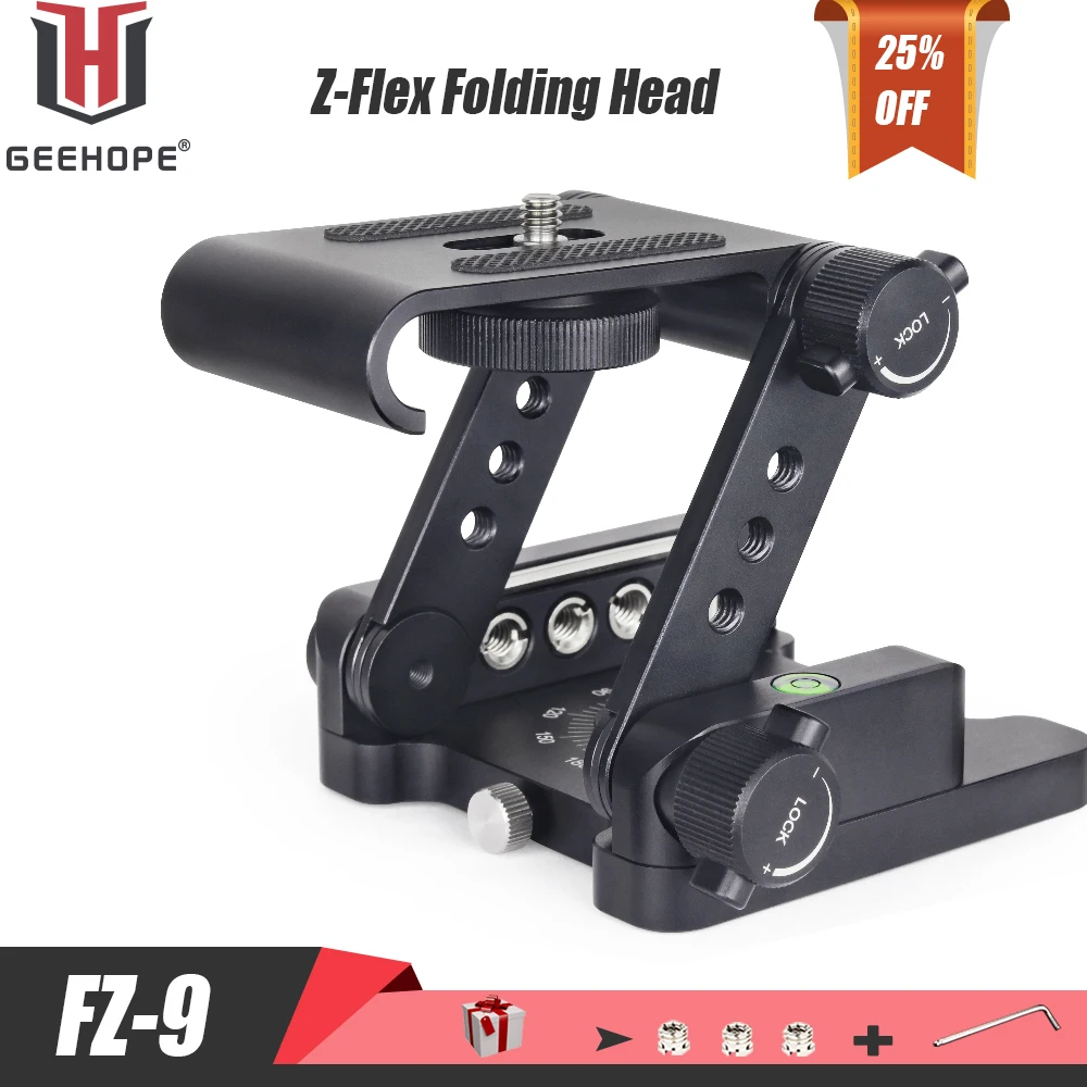 FZ-9 Upgraded Z-Flex Tilt Folding Head for Canon Nikon Sony DSLR Camera Camcorder Smartphones Slider Rail with Adjustment Knob