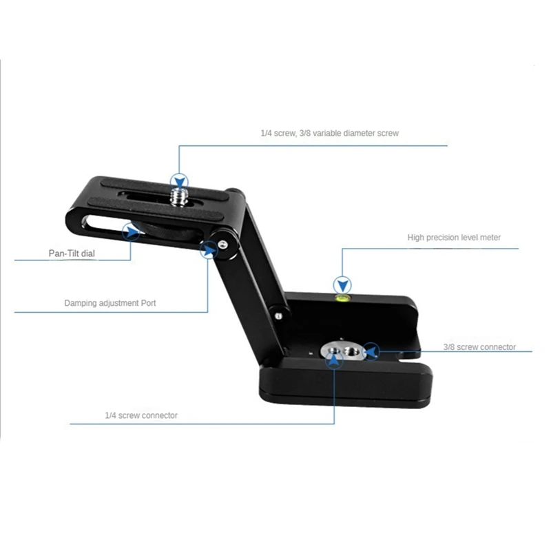 1 PCS Z Type Tilt Tripod Head Folding Tilt Foldable Convenient Single Quick Release Plate Stand Holder Camera Bracket Portable