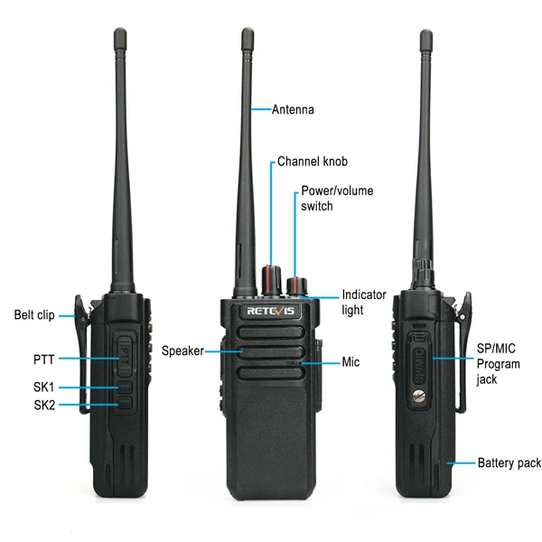 Retevis RT29 10W IP67 Waterproof analog walkie talkie battery save UHF400-480MHz VOX Scan 16CH Scrambler Handheld Two Way Radio