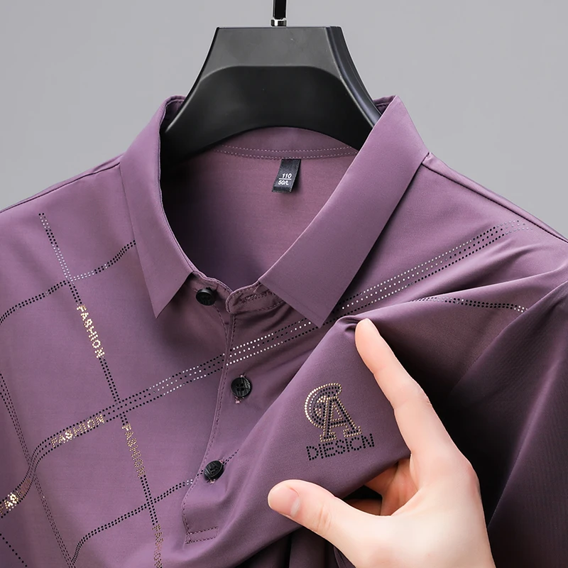 Luxury High Quality Ice Silk ventilate Short Sleeve polo shirt Men\'s Top Summer Brand Embroidery Casual Business Paul T-shirt