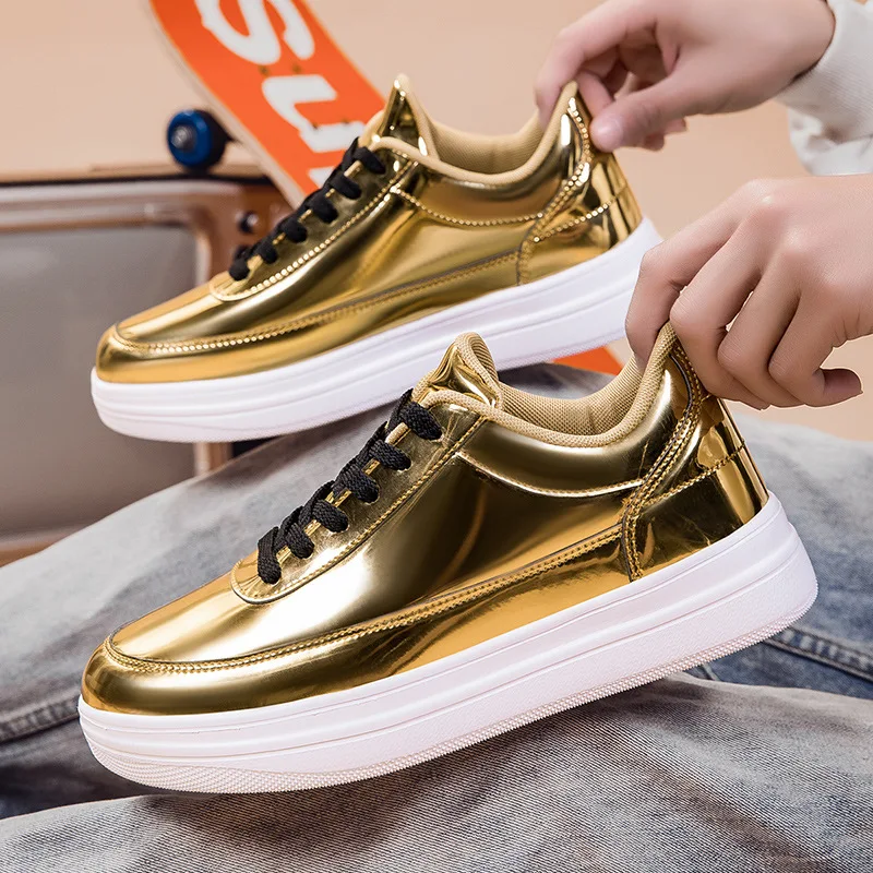 

High Quality Men's Shoes in Large Size 47, Loose Patent Leather Glossy Panel Shoes, Men's and Teenagers Fashionable Casual Shoes