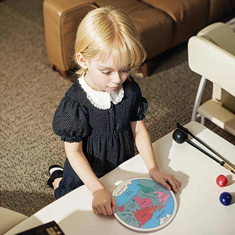 Educational Seven Continents 2D Wooden Puzzle Colorful Design for Kindergarten & Primary School Learning Toy Gift