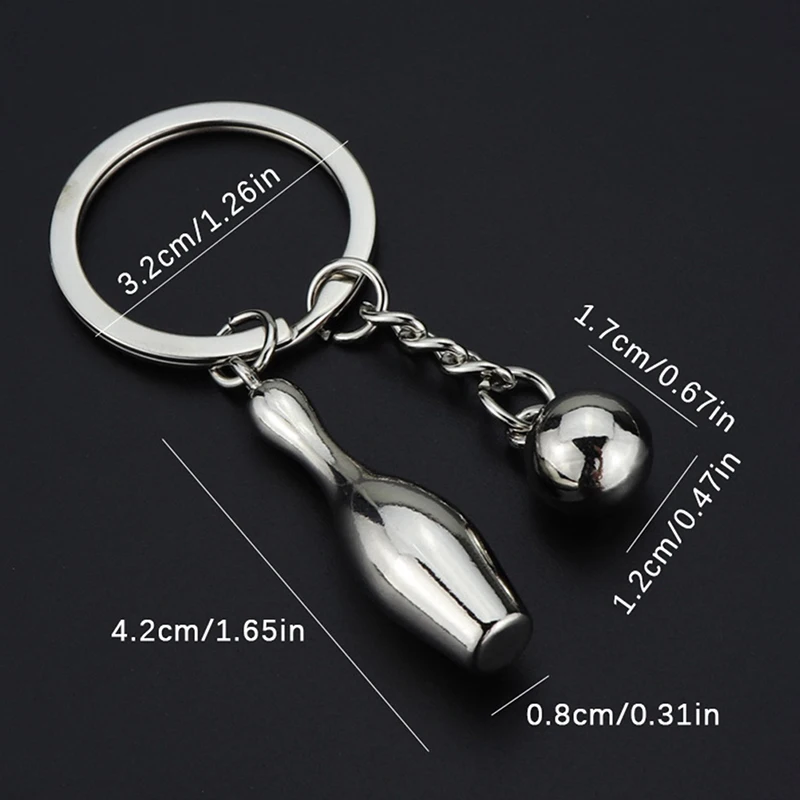 Creative Alloy Bowling Ball Pendant Car Key Ring Purse Bag Ornament Keychain Sports Lover Club Gift