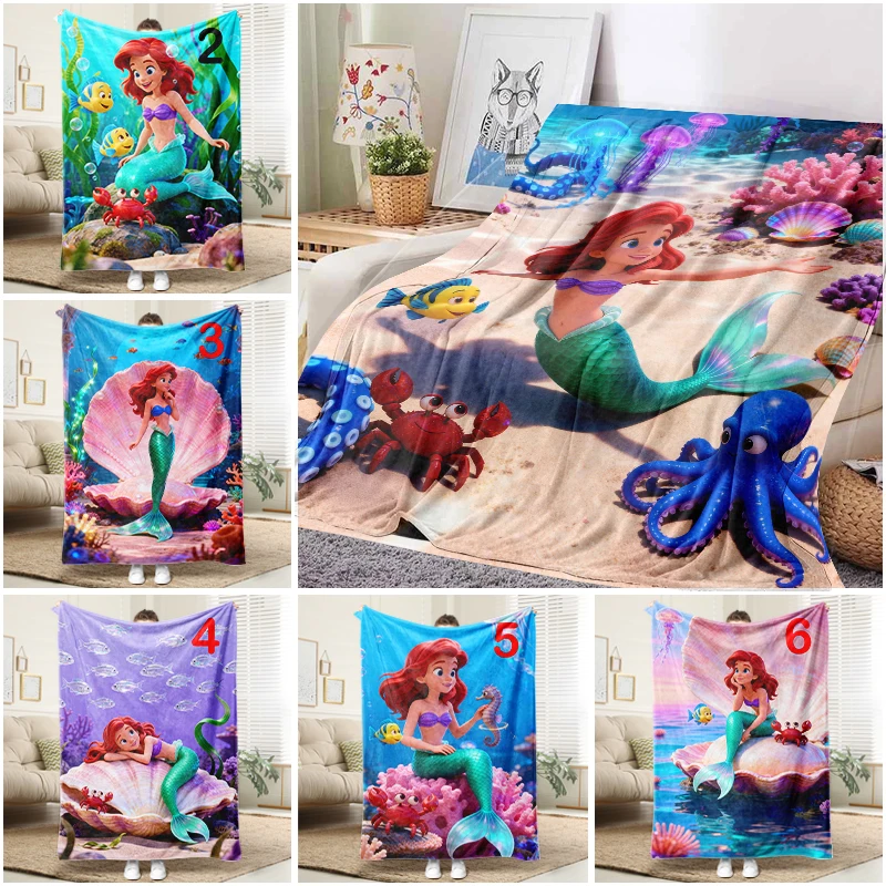

Disney Little Mermaid Friends Blanket Flannel Throw Warm Sofa Bed Cover Gift