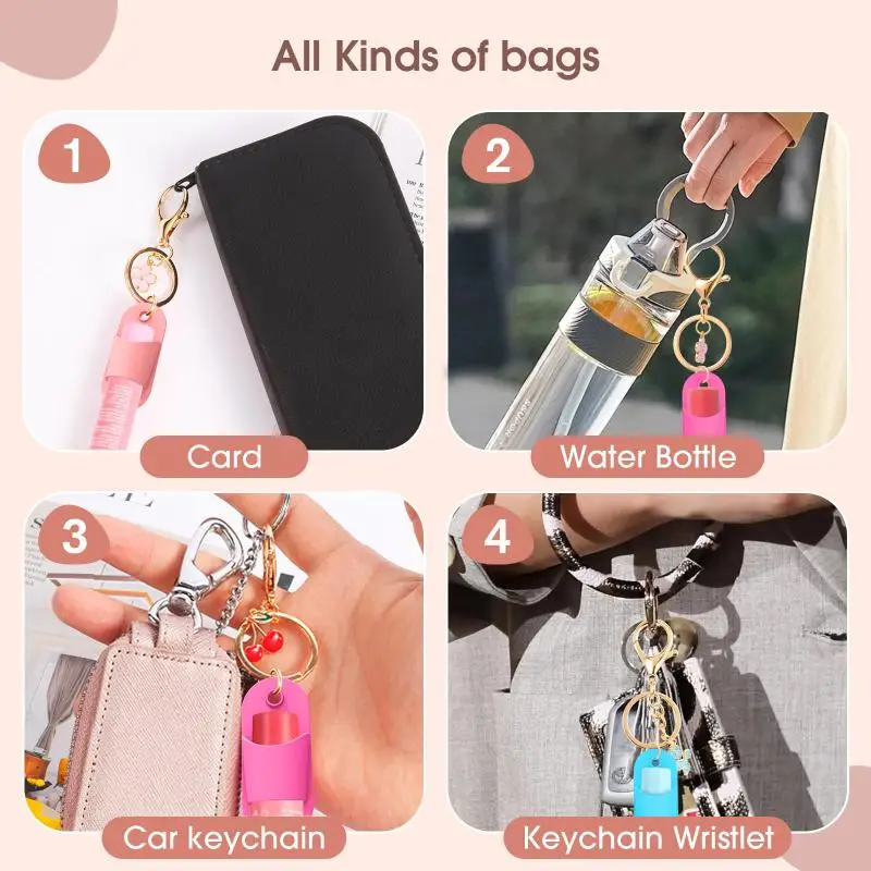 ملحقات غطاء سلسلة مفاتيح من السيليكون على شكل شبشب، سلسلة مفاتيح متينة محمولة متوافقة مع تخزين ملمع الشفاه وغطاء بلسم