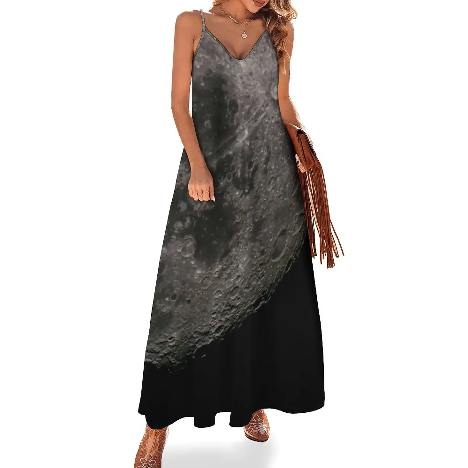 

Close up view of the moon's lunar surface and its craters Sleeveless Dress women's dresses luxury women's summer clothing 2024