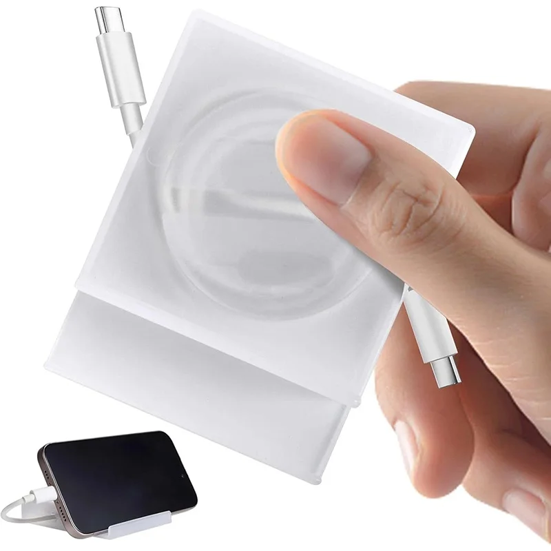 Charger Cable Winder Box Transparent Portable Cable Organizer USB Cord Management Storage Protector Phone Holder Stand Daily Use