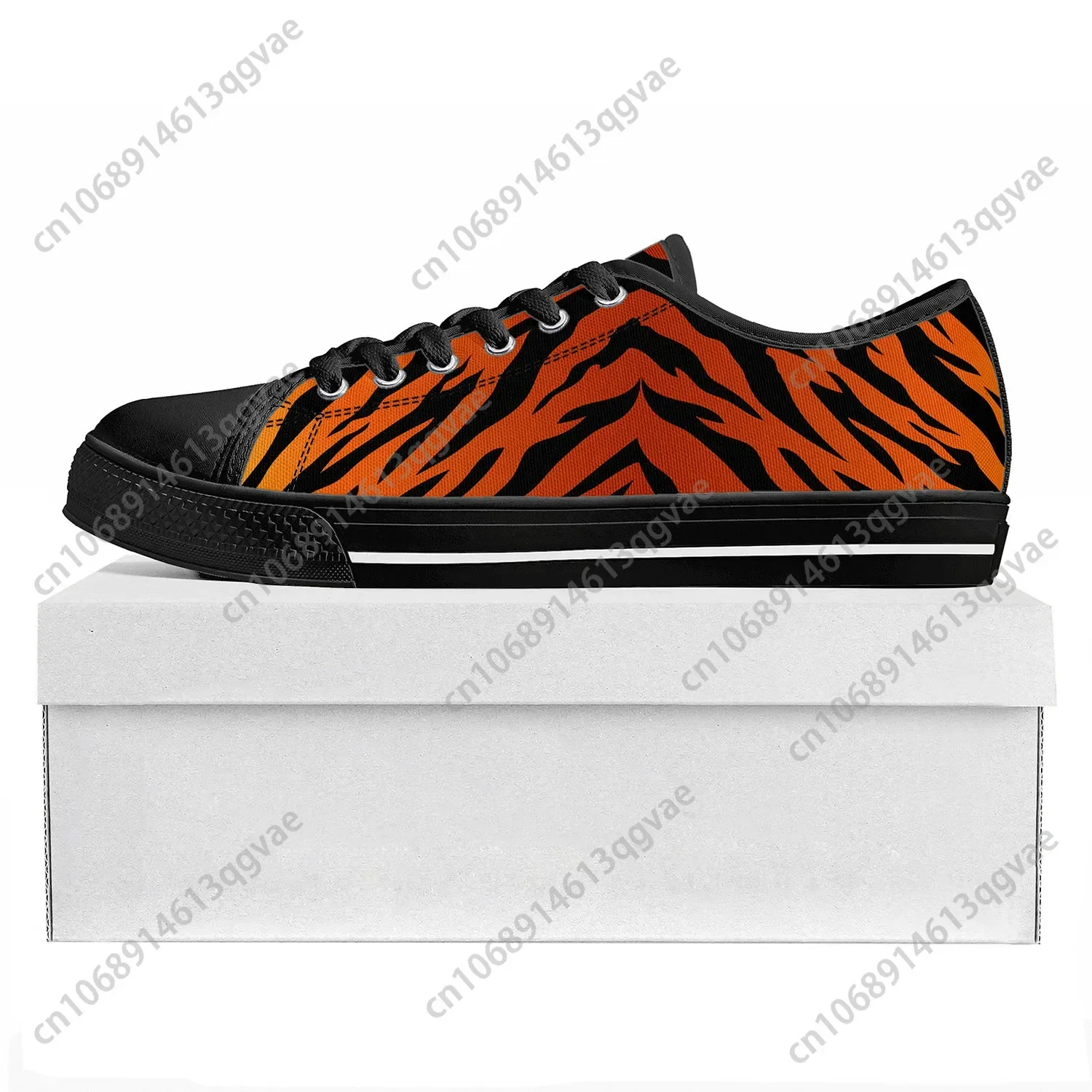 Tiger Stripe 3D Print Low Top High Quality Sneakers Mens Womens Teenager Canvas Sneaker Tide Printed Causal Couple Custom Shoe view 2