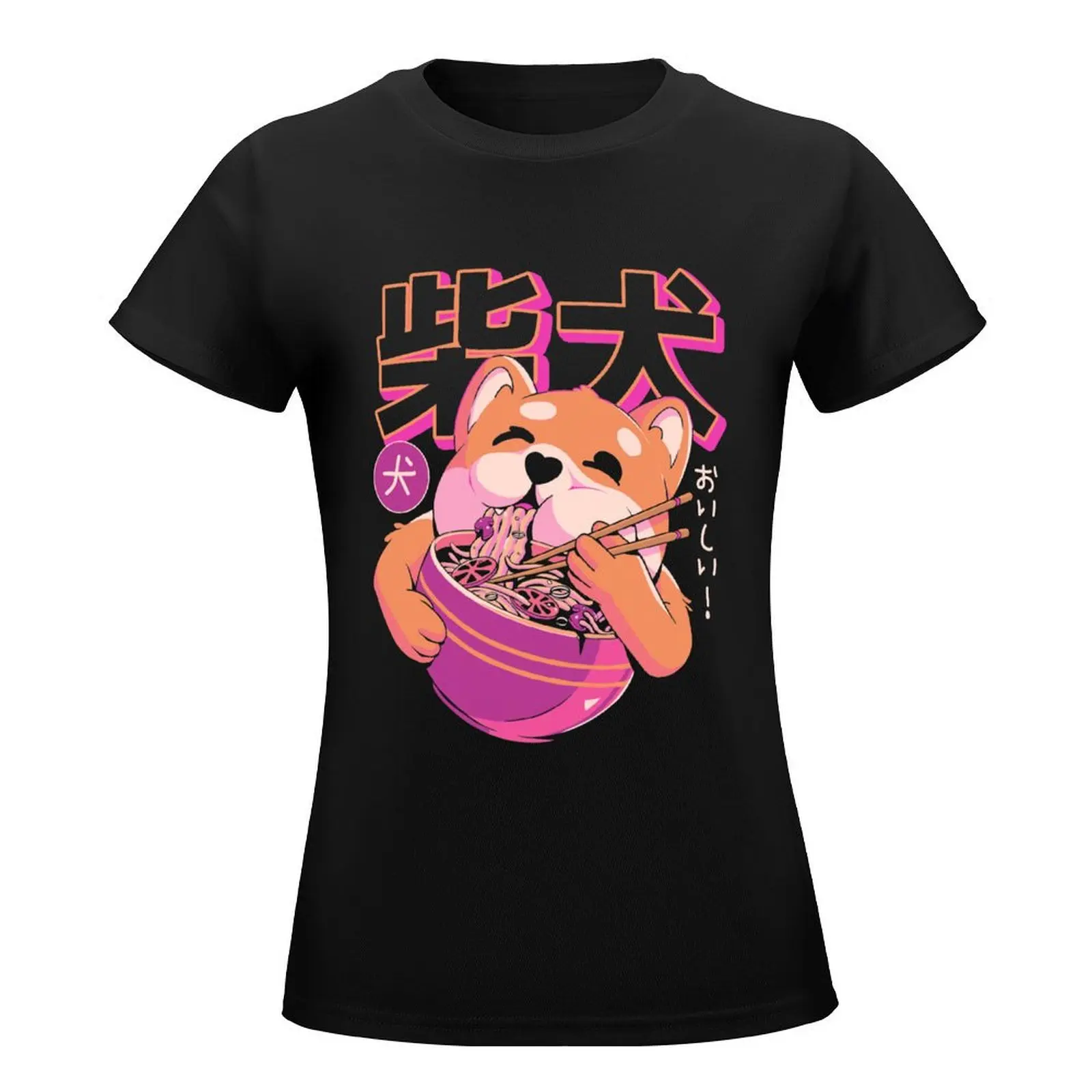 Shiba Noodles T-Shirt Aesthetic clothing tops oversized kawaii clothes clothes for Women