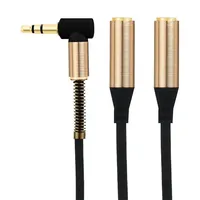 High Quality 3.5mm 1 To 2 Dual Y Audio Headset Jack Splitter Share Cable Adapter Golden Connector Earpiece for Earphone Headphon