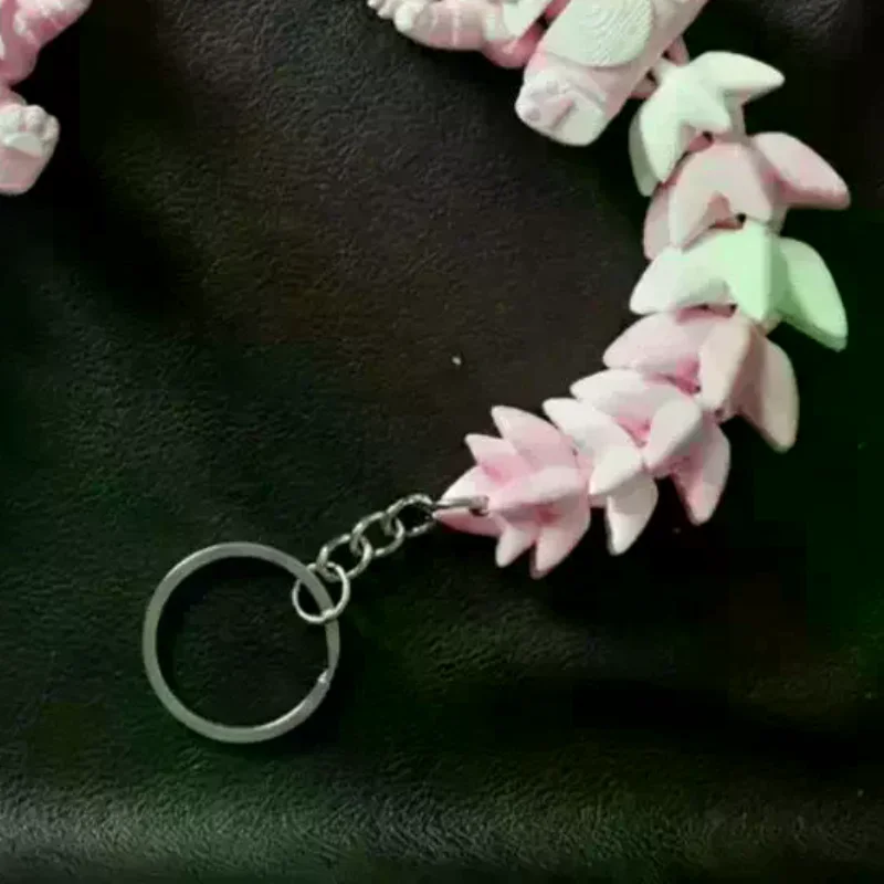 2Pcs Flexible Movable Animal Stress Relief Pendant 3D Printed Articulated Fox Cat Fidget Toy Keychain For Kids Adults