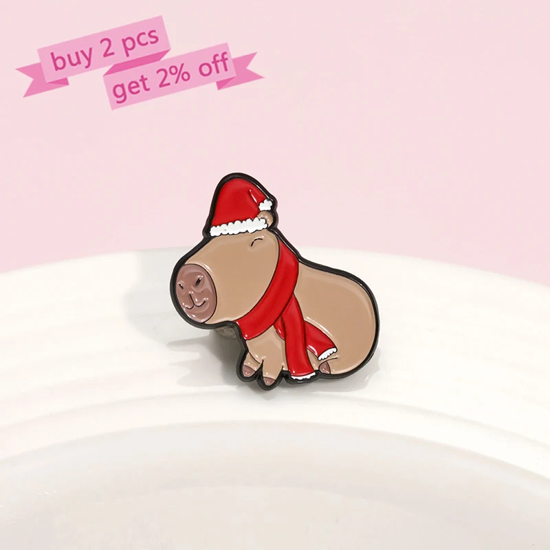 Cute Capybara Enamel Pins Custom Halloween Christmas Tree Brooches Lapel Badges Clothes Animal Jewelry Gift for Kids Friends