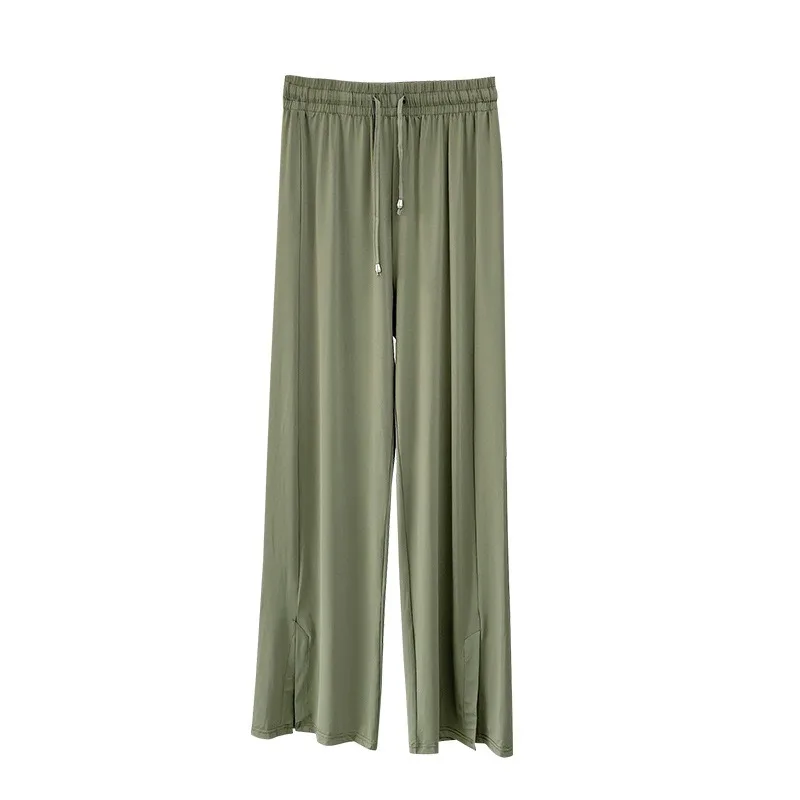 Casual wide-leg pants 2025 summer drop high waist thin loose straight tube cool quick dry sunscreen pants women