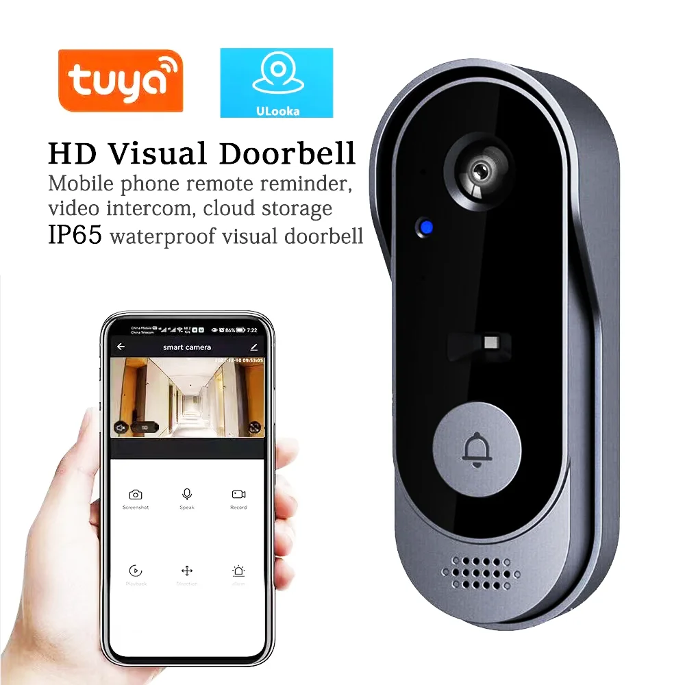 720P Tuya APP   WIFI IP Doorbell Battery Power Video Door Phone Intercom Visual Peephole Viewer With indoor  Chime