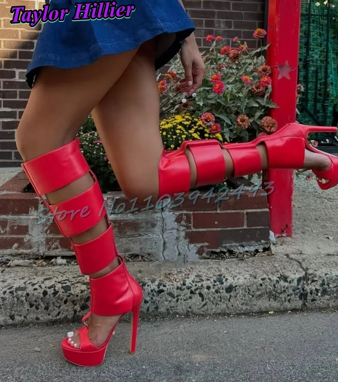 

Gladiator Heels Platfrom Heeled Sandals Women Luxury Designer Shoes Hollow Out Sandalias De Mujer Summer Roman Zapatos Sexy Red