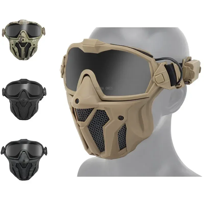 Airsoft Full Face Mask with Micro Fan Tactical Anti-fog Cs Game Protective Mask Wargame Paintball Masks