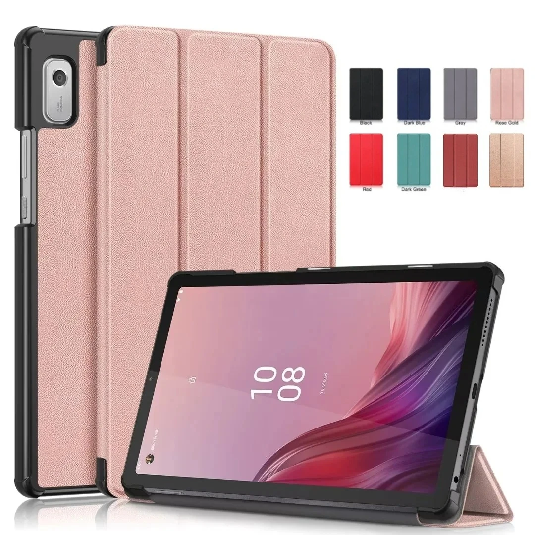 Solid Funda For Lenovo Tab M9 Case 9.0 inch 2023 TB310FU TB310XC Magnetic Tri-Fold Stand Hard Back Cover PU Leather Tablet Coque
