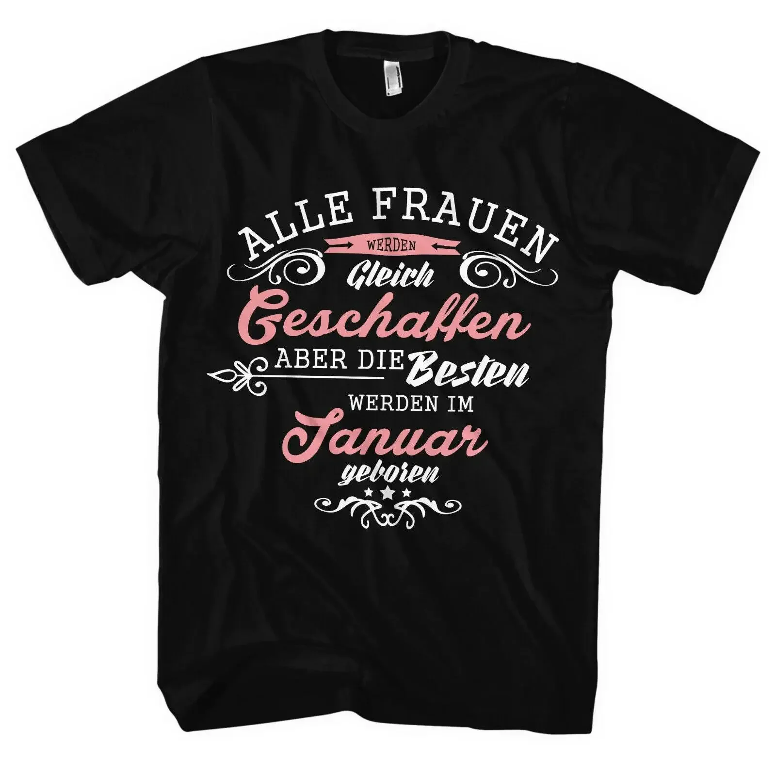 Camiseta Geboren alle Monate, diseño de mes de nacimiento y signo zodiacal, para fiesta, rosa vintage, efecto lavado, cómoda, estilo streetwear ligero para hombre