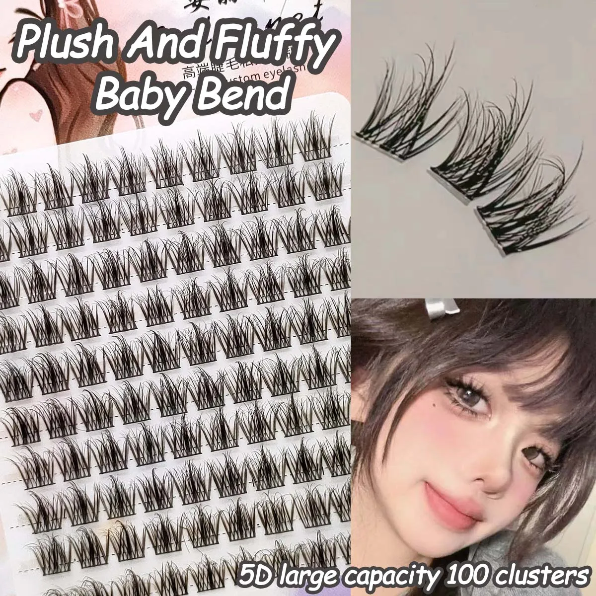 5D Mink Manga Lashes Fluffy Individual Eyelashes Natural False Eyelashes Korean Makeup eye lashes Lazy Trilogy cluster lashes